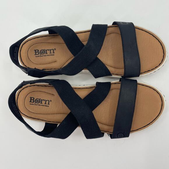 Born Women’s Black Leather Strappy Slingback Sandals, Sz. 9M - Picture 6 of 13